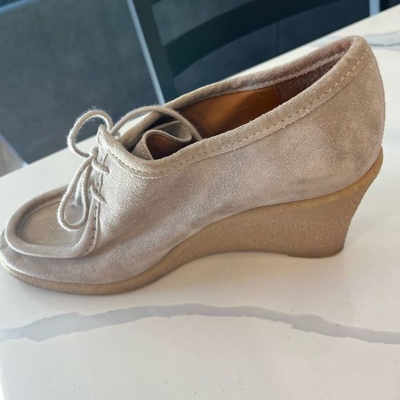 Michael Kors Tan Suede Wedge boots Lace Up Shoe Rubber Sole Size 9 - Picture 7 of 8